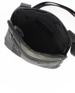 CARRERA - Borsello nero con tasca frontale e dettagli verdi