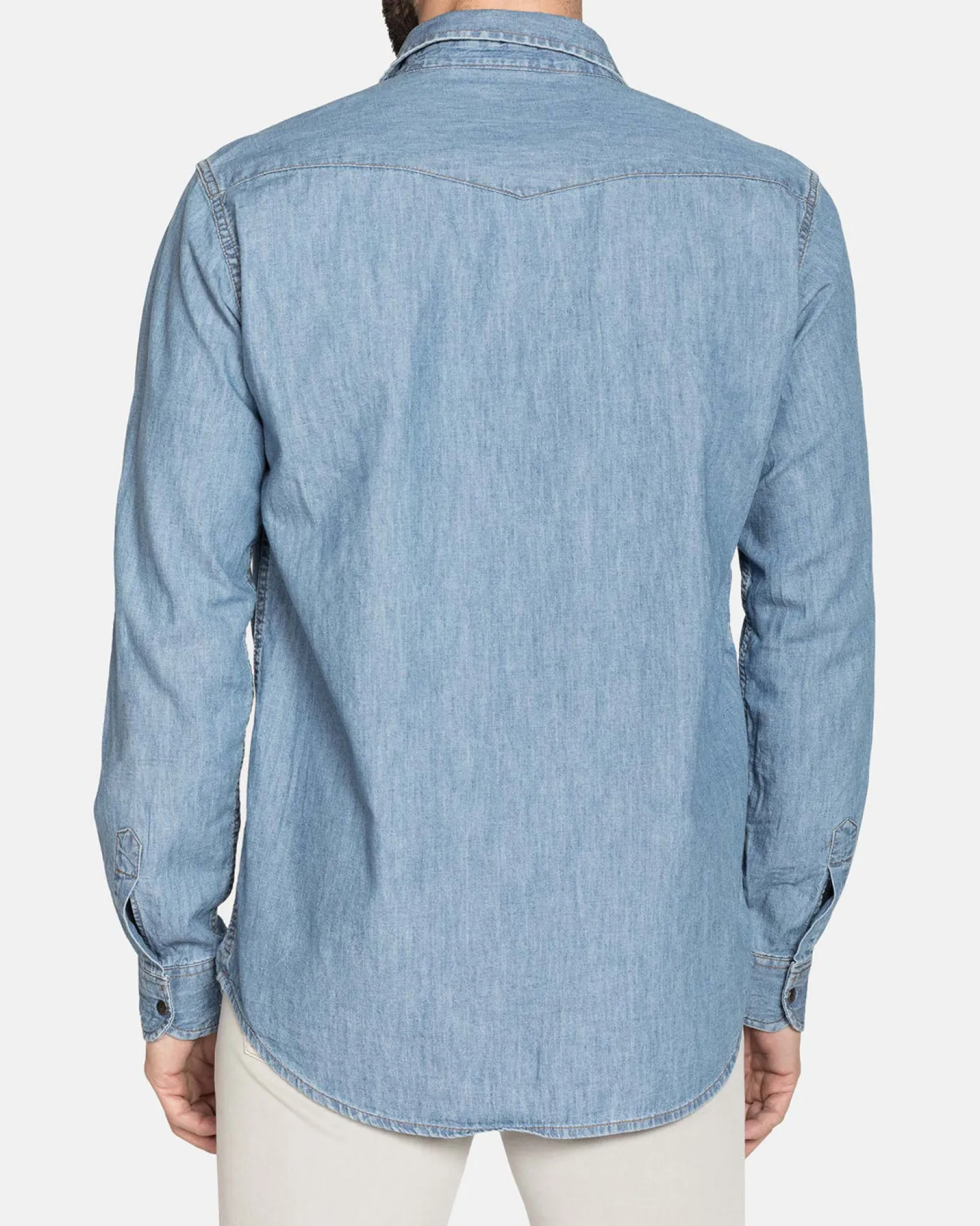 CARRERA - CAMICIA JEANS LAVAGGIO CHIARO COLLO CLASSICO MANICA LUNGA 2 TASCHINI CON BOTTONCINI