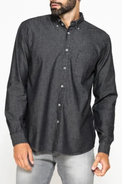 CARRERA - CAMICIA JEANS NERA MANICA LUNGA BOTTON DOWN CON UN TASCHINO