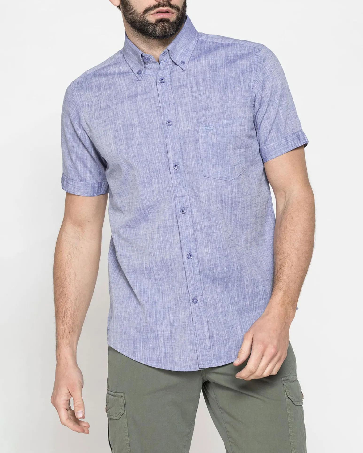 CARRERA - CAMICIA MANICA CORTA COLLO BOTTON DOWN TESSUTO MALFILE' CON 1TASCHINO