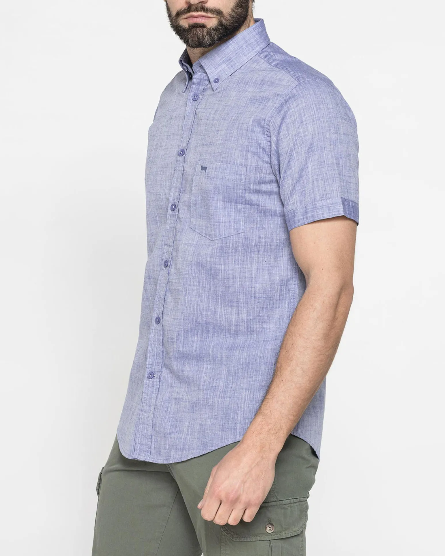 CARRERA - CAMICIA MANICA CORTA COLLO BOTTON DOWN TESSUTO MALFILE' CON 1TASCHINO