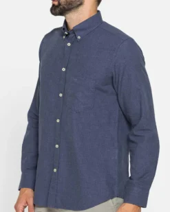 CARRERA - CAMICIA UOMO IN FLANELLA BLU TINTA UNITA
