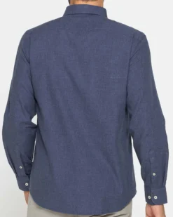 CARRERA - CAMICIA UOMO IN FLANELLA BLU TINTA UNITA