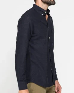 CARRERA - CAMICIA UOMO IN FLANELLA BLU TINTA UNITA