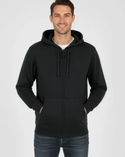 CARRERA - FELPA CON ZIP INTERA E CAPPUCCIO NERA DA UOMO