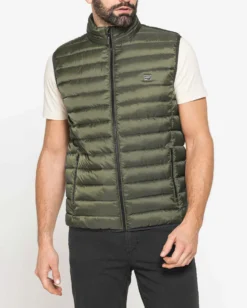 CARRERA - Gilet 100 grammi in tessuto ripstop verde militare da uomo