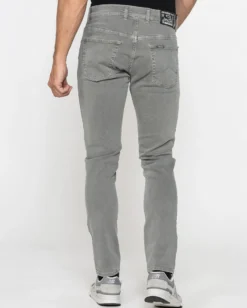 CARRERA - PANTALONE GRIGIO CHIARO DA UOMO IN BULL DENIM SLIM FIT CON TINUTRA OLD