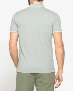 CARRERA - Polo manica corta basic in piquet di cotone perla con bordino a contrasto