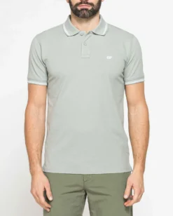 CARRERA - Polo manica corta basic in piquet di cotone perla con bordino a contrasto