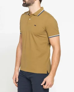 CARRERA - Polo manica corta in piquet senape