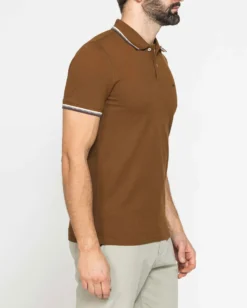 CARRERA - Polo manica corta in piquet marrone