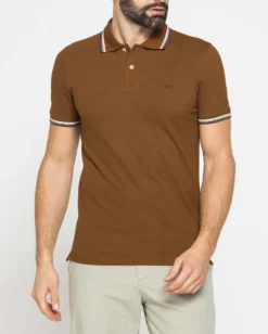 CARRERA - Polo manica corta in piquet marrone