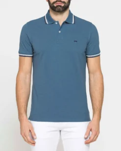 CARRERA - Polo manica corta in piquet blu polvere