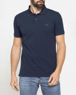 CARRERA - Polo manica corta in piquet elasticizzato blu scuro