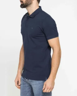 CARRERA - Polo manica corta in piquet elasticizzato blu scuro