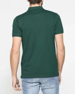 CARRERA - Polo manica corta in piquet di cotone organico verde bottiglia