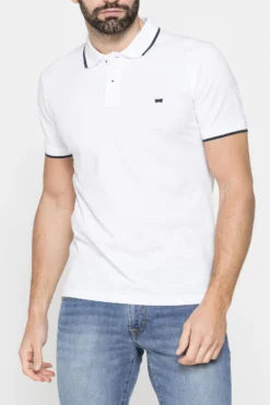 CARRERA - POLO PIQUET BIANCA MANICA CORTA BASIC BORDINO IN TINTA