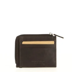 CARRERA - Portacarte marrone in VERA PELLE con tasca zip