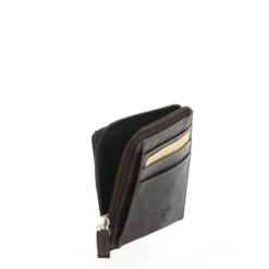 CARRERA - Portacarte marrone in VERA PELLE con tasca zip