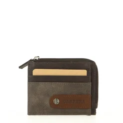 CARRERA - Portacarte marrone in VERA PELLE con tasca zip