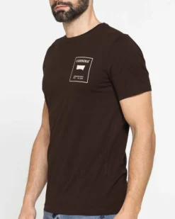 CARRERA - Tshirt mezza manica in jersey con stampa frontale marrone