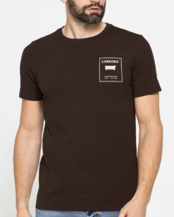 CARRERA - Tshirt mezza manica in jersey con stampa frontale marrone