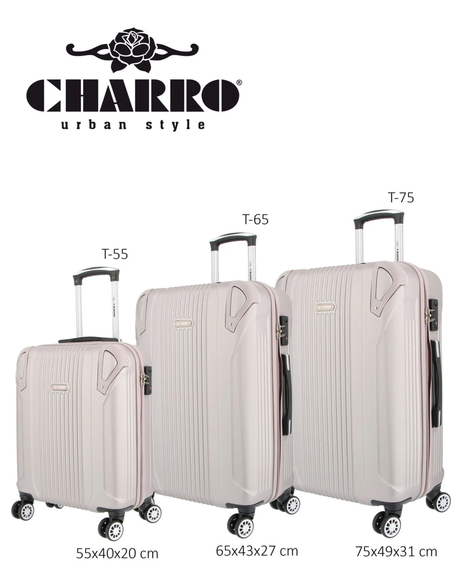 CHARRO - TROLLEY GRIGIO IN ABS 4 RUOTE