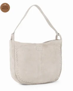CHESTER POLO ACADEMY - Borsa a spalla latte scamosciata in VERA PELLE