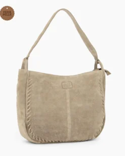 CHESTER POLO ACADEMY - Borsa a spalla cappuccino scamosciata in VERA PELLE