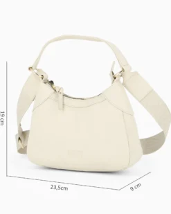 CHESTER POLO ACADEMY - Minibag avorio in VERA PELLE con tracolla nastro loggata
