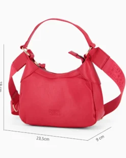 CHESTER POLO ACADEMY - Minibag rossa in VERA PELLE con tracolla nastro loggata