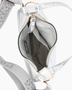 CHESTER POLO ACADEMY - Minibag argento in VERA PELLE con tracolla nastro loggata