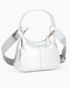 CHESTER POLO ACADEMY - Minibag argento in VERA PELLE con tracolla nastro loggata