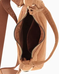 CHESTER POLO ACADEMY - Minibag cuoio scamosciata in VERA PELLE con tracolla nastro loggata