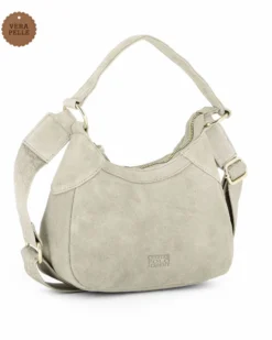 CHESTER POLO ACADEMY - Minibag latte scamosciata in VERA PELLE con tracolla nastro loggata