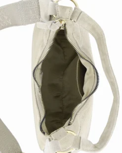 CHESTER POLO ACADEMY - Minibag latte scamosciata in VERA PELLE con tracolla nastro loggata