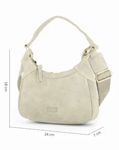 CHESTER POLO ACADEMY - Minibag latte scamosciata in VERA PELLE con tracolla nastro loggata