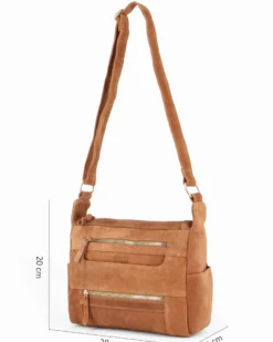 CHESTER POLO ACADEMY - Tracolla cuoio scamosciata in VERA PELLE con tre tasche frontali