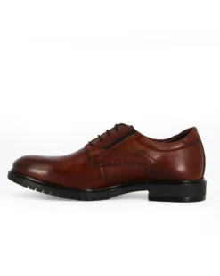 CLASS MAN - LINEA FLEX Scarpa marrone in VERA PELLE con lacci ed inserti elasticizzati