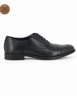 CLASS MAN - Scarpa blu scuro in VERA PELLE con lacci
