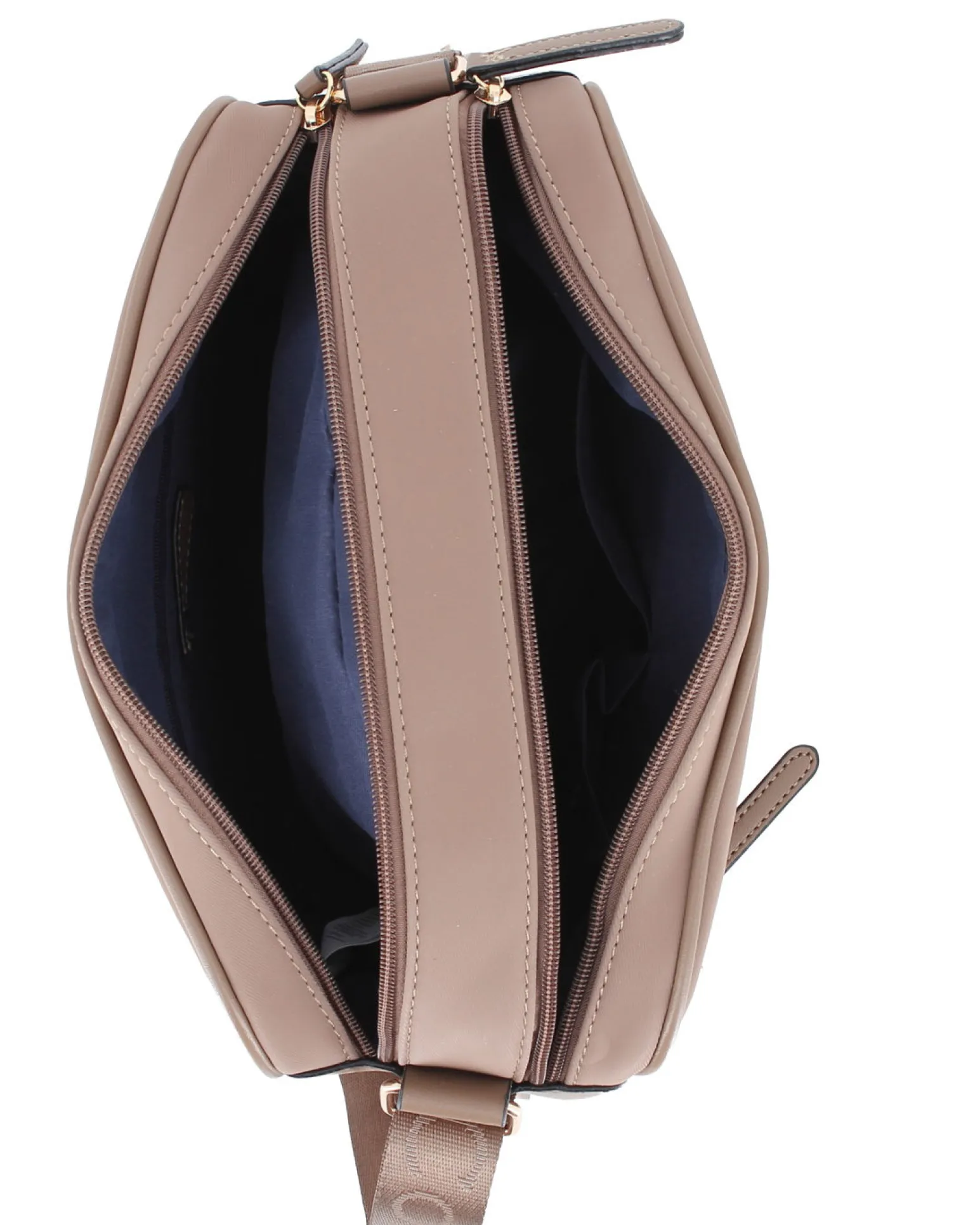 CORTINA POLO STYLE - Borsa a tracolla nocciola con tasca frontale e dettaglio logo pendente