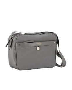 CORTINA POLO STYLE - Borsa a tracolla antracite con tasca frontale e dettaglio logo pendente