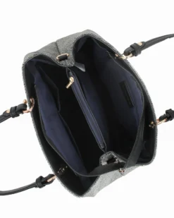 CORTINA POLO STYLE - Borsa due manici nera con tasca frontale e stampa logo, tracolla removibile