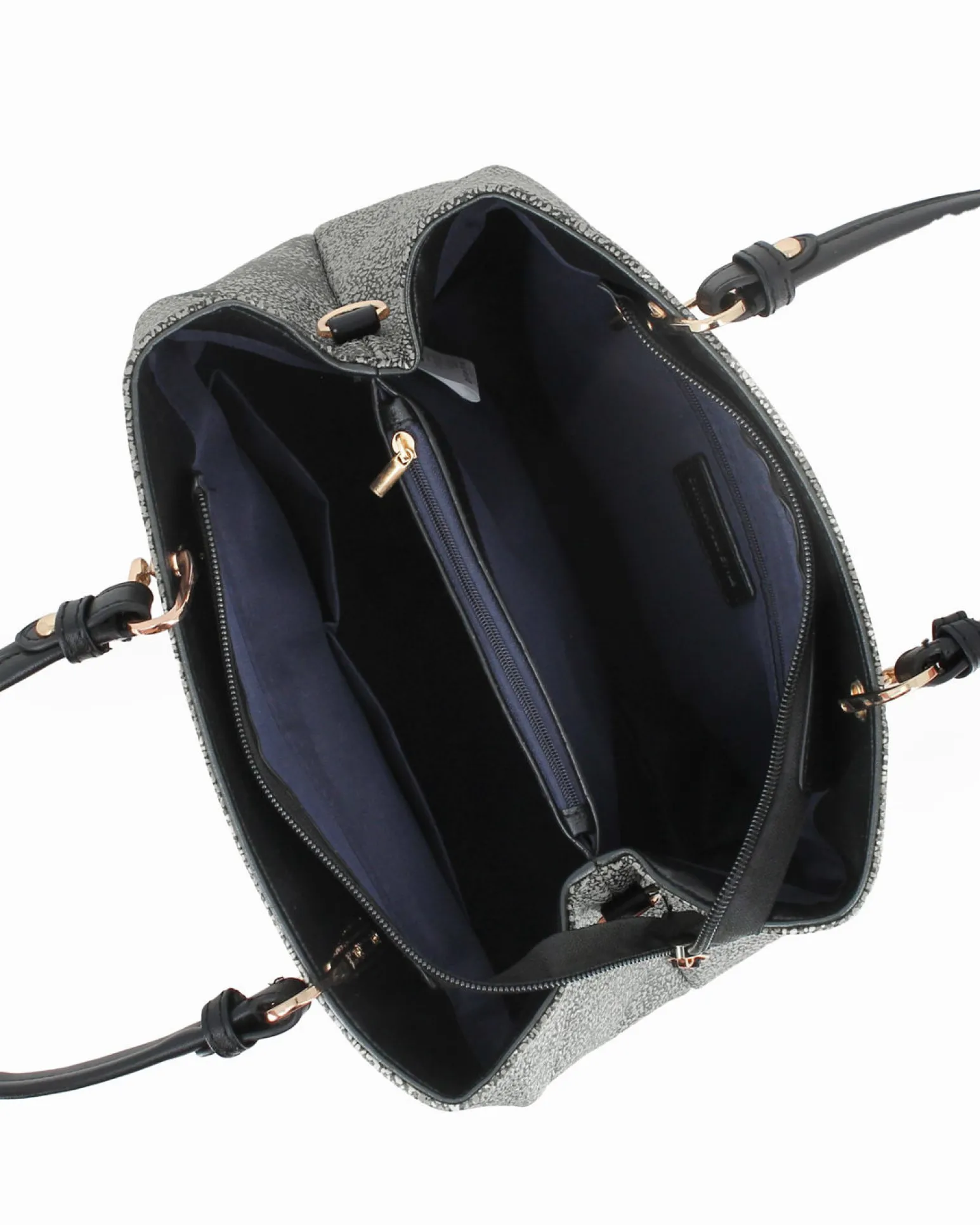 CORTINA POLO STYLE - Borsa due manici nera con tasca frontale e stampa logo, tracolla removibile