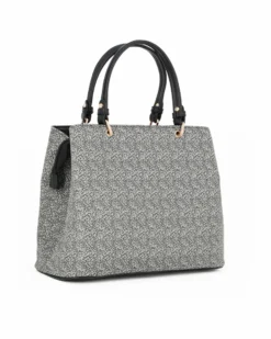 CORTINA POLO STYLE - Borsa due manici nera con tasca frontale e stampa logo, tracolla removibile