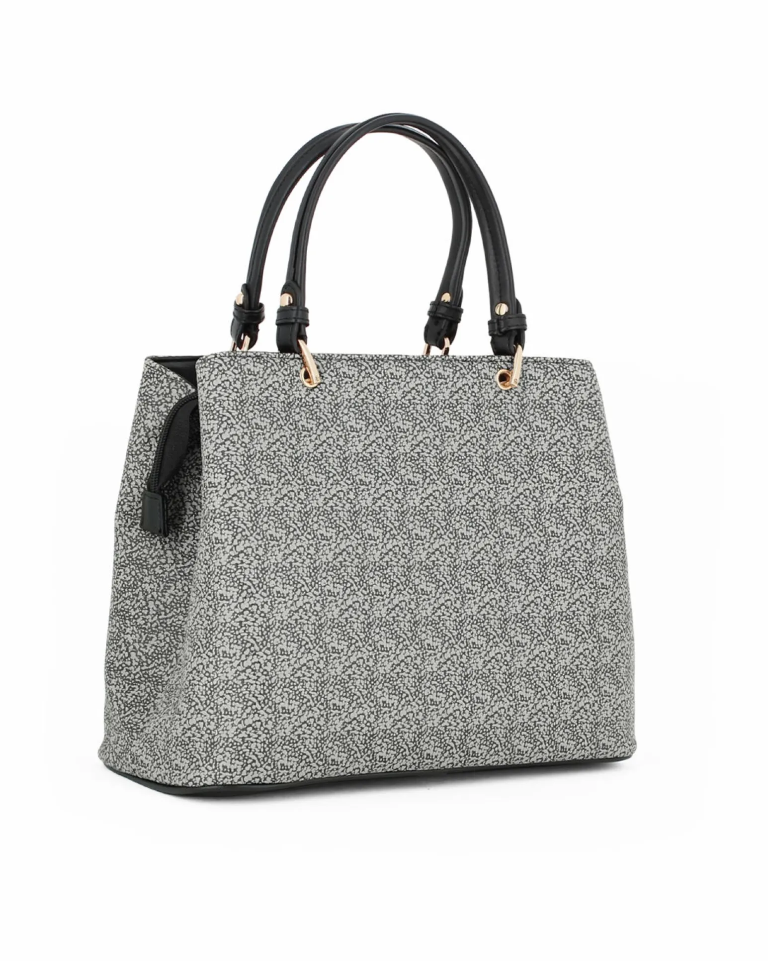 CORTINA POLO STYLE - Borsa due manici nera con tasca frontale e stampa logo, tracolla removibile