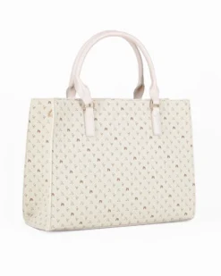 CORTINA POLO STYLE - Borsa due manici burro loggata con tasca frontale, tracolla removibile