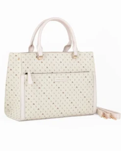 CORTINA POLO STYLE - Borsa due manici burro loggata con tasca frontale, tracolla removibile