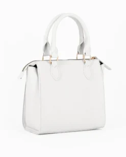 CORTINA POLO STYLE - Borsa due manici bianca con tasca frontale con doppia fibbia sulla patta, tracolla removibile