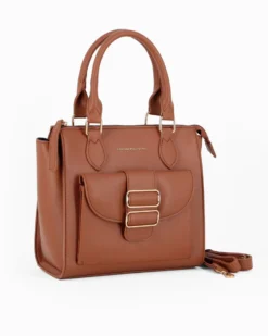 CORTINA POLO STYLE - Borsa due manici cuoio con tasca frontale con doppia fibbia sulla patta, tracolla removibile